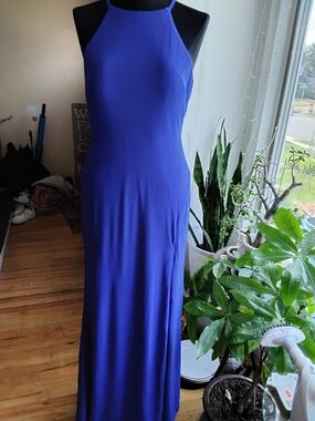 Jump Royal Blue Halter Maxi Dress - Sleeveless Evening Gown